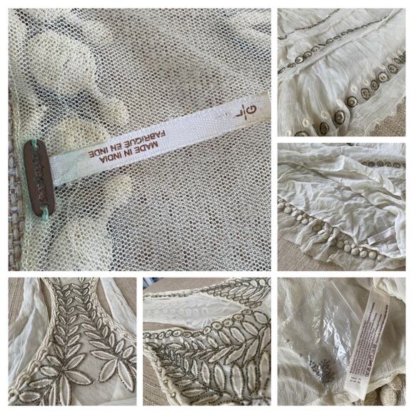 Free People “Twilight” Beaded Mini Dress L Plunge V-Neck Racerback Night Out - Picture 14 of 14